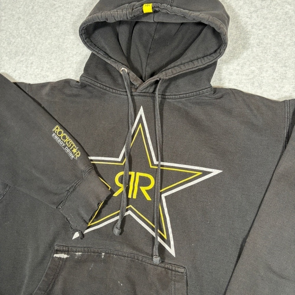 Vintage Rockstar Energy Pullover Hoodie Men's Small? Y2K Grunge Distressed